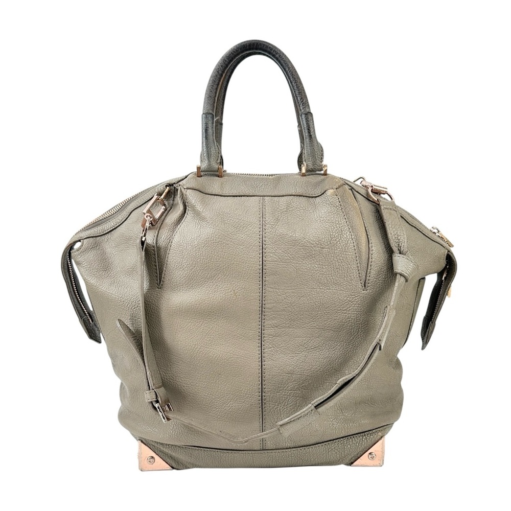 Alexander Wang Emile Bag - Gray Leather Structured Top Handle Large Shoulder Bag